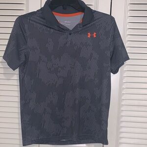 Under Armour Men's Dark Gray Polo with Orange Logo